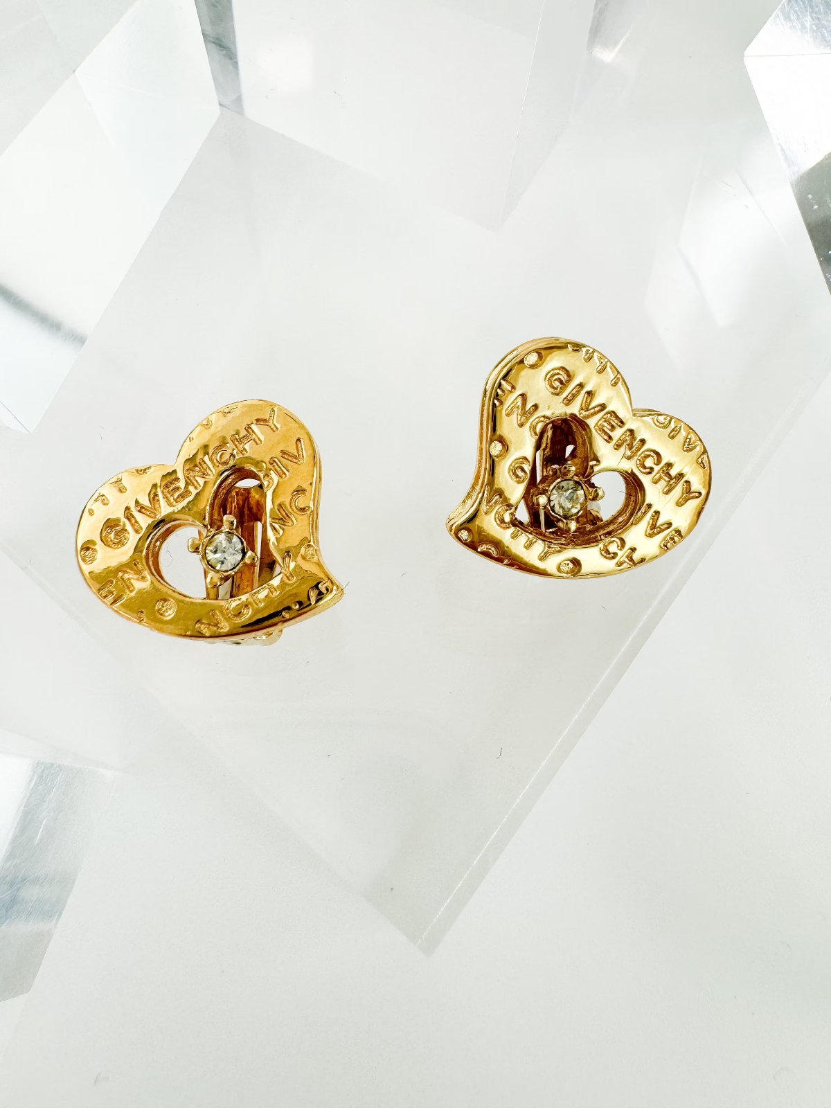 Givenchy Vintage Small Heart Charm Earrings, Gold Tone Earrings, Heart Earrings, Minimalist Earrings Cute Earrings, Gift for her