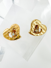 Givenchy Vintage Small Heart Charm Earrings, Gold Tone Earrings, Heart Earrings, Minimalist Earrings Cute Earrings, Gift for her