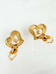 Givenchy Vintage Small Heart Charm Earrings, Gold Tone Earrings, Heart Earrings, Minimalist Earrings Cute Earrings, Gift for her