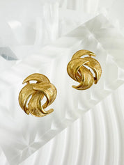 Vintage Givenchy Earrings, Leaf Gold Tone Earrings, Clip on Earrings, twisted earrings, Gift for her, Vintage Earrings, Gift for mom
