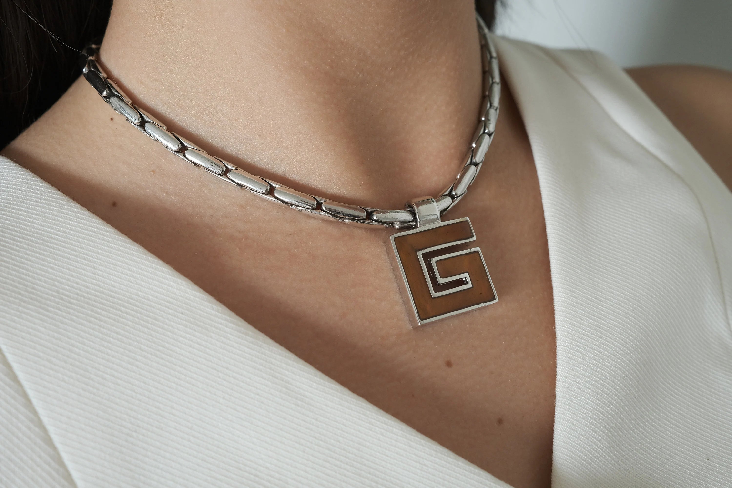 Givenchy Necklace, Logo Pendant Necklace, Silver Tone Necklace, Chain Necklace, Gift for him her ,Unisex jewelry ,  Personalized Gifts