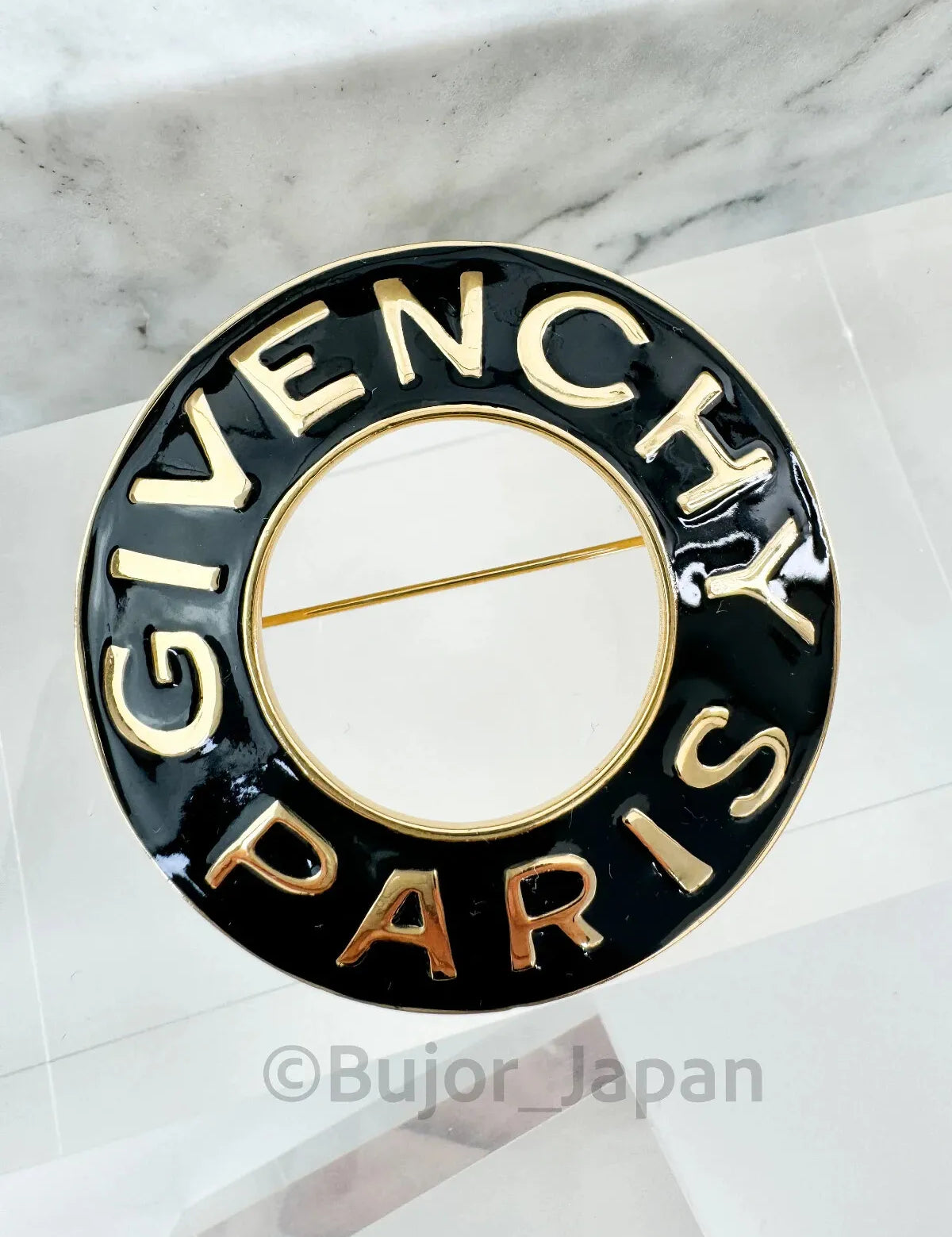 Vintage Givenchy Brooch, Gold Tone Brooch, Givenchy Logo Brooch Pin, Black Enamel, Vintage Jewelry, Jewelry for Women, Personalized Gifts