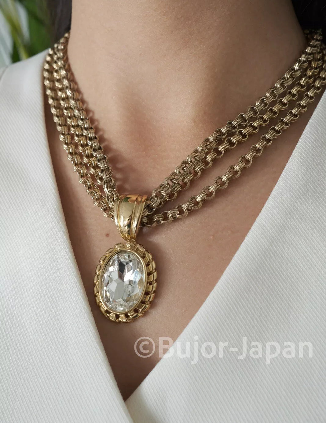 Vintage Givenchy Necklace, Gold Tone Necklace, Multi-Strands Necklace, Chain Necklace, Vintage Rhinestone, Gift for her, Women Jewelry