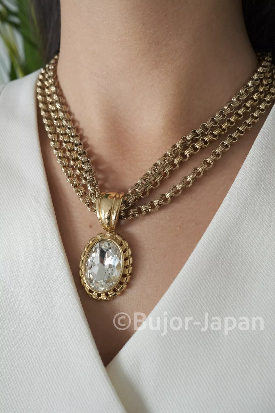 Vintage Givenchy Necklace, Gold Tone Necklace, Multi-Strands Necklace, Chain Necklace, Vintage Rhinestone, Gift for her, Women Jewelry