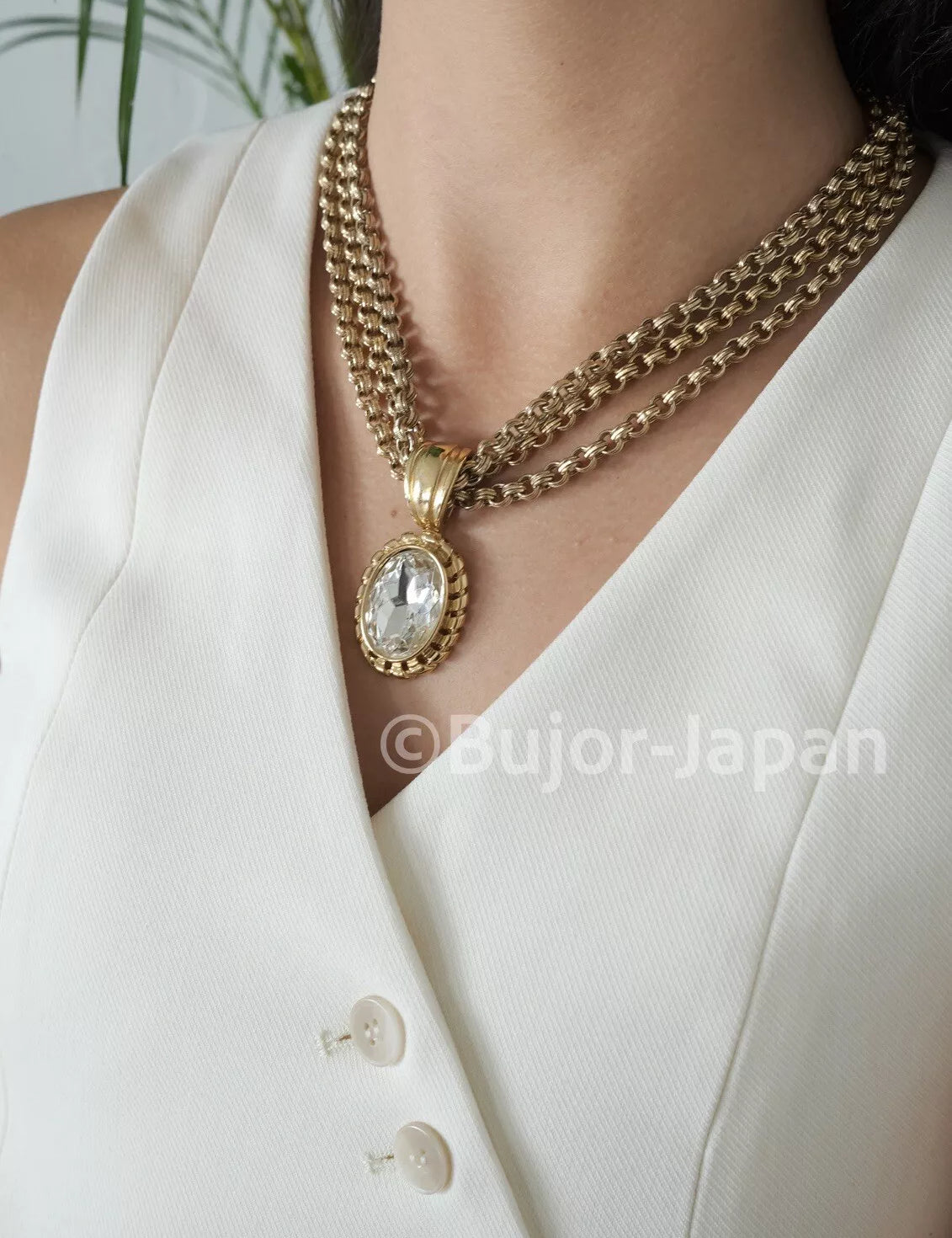 Vintage Givenchy Necklace, Gold Tone Necklace, Multi-Strands Necklace, Chain Necklace, Vintage Rhinestone, Gift for her, Women Jewelry