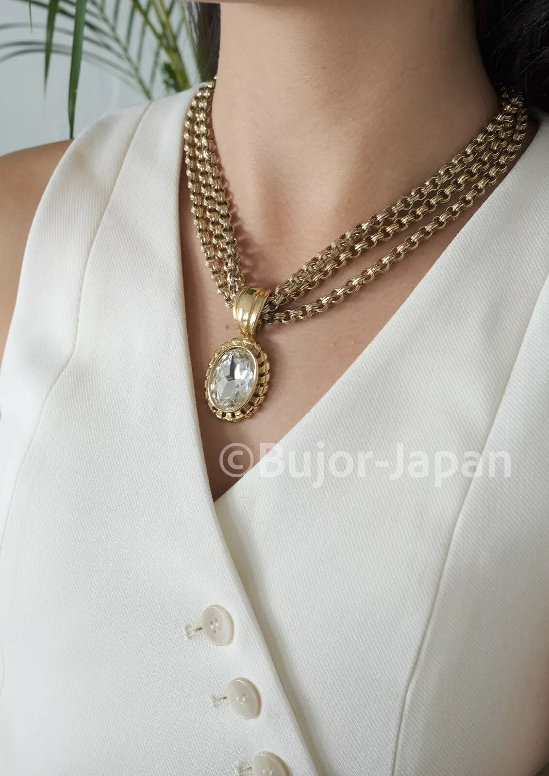 Vintage Givenchy Necklace, Gold Tone Necklace, Multi-Strands Necklace, Chain Necklace, Vintage Rhinestone, Gift for her, Women Jewelry