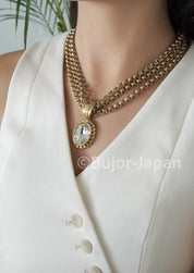 Vintage Givenchy Necklace, Gold Tone Necklace, Multi-Strands Necklace, Chain Necklace, Vintage Rhinestone, Gift for her, Women Jewelry