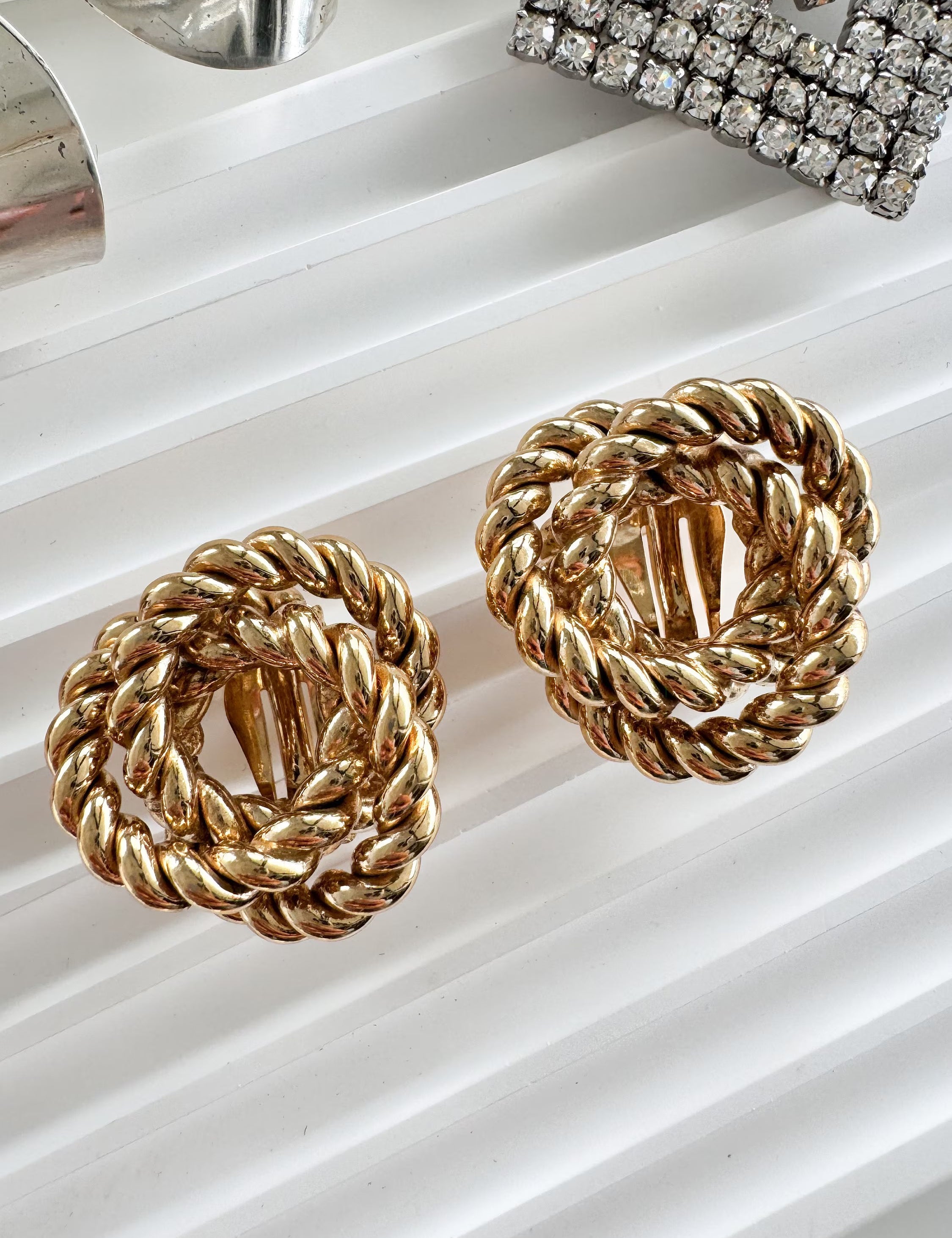 Vintage Givenchy Earrings, Givenchy Gold  rope Earrings Clip on Earrings, fashion earrings, gift for her, Bridal Earrings, Vintage Earrings