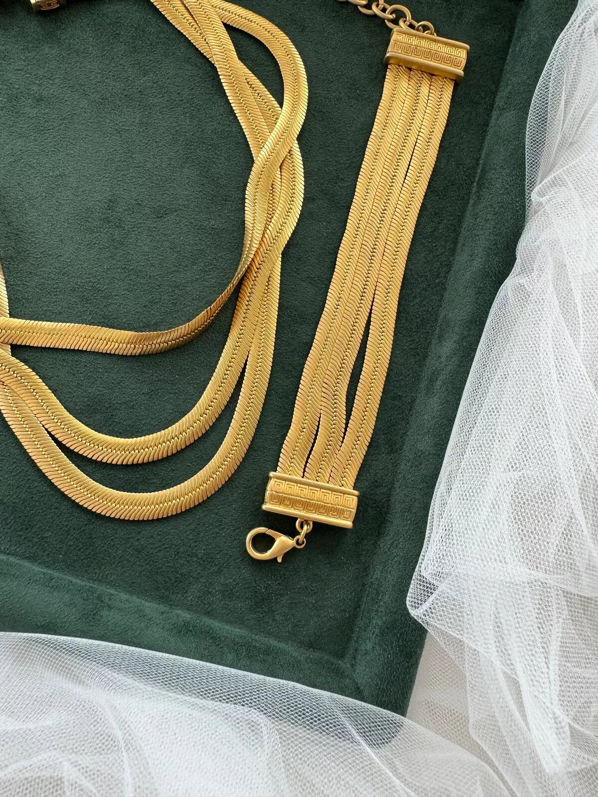 Vintage Givenchy Necklace bracelet set Gold matte snake chain , vintage gift necklace, jewelry sets for women,  Anniversary Gift