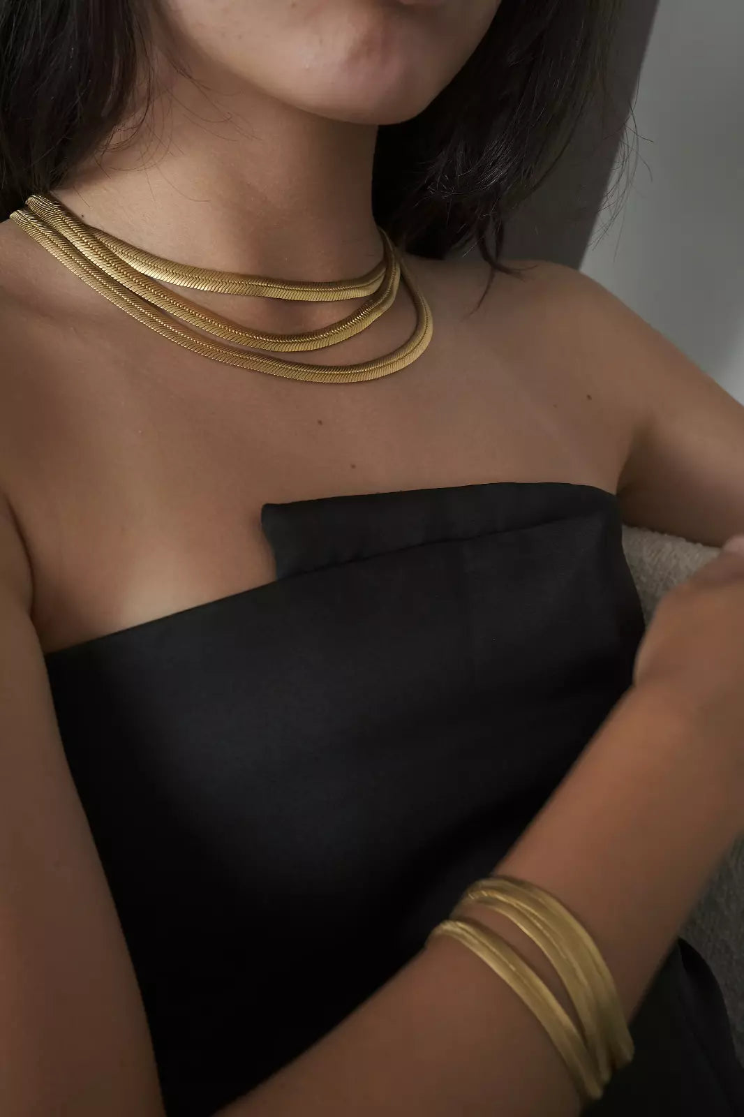 Vintage Givenchy Necklace bracelet set Gold matte snake chain , vintage gift necklace, jewelry sets for women,  Anniversary Gift