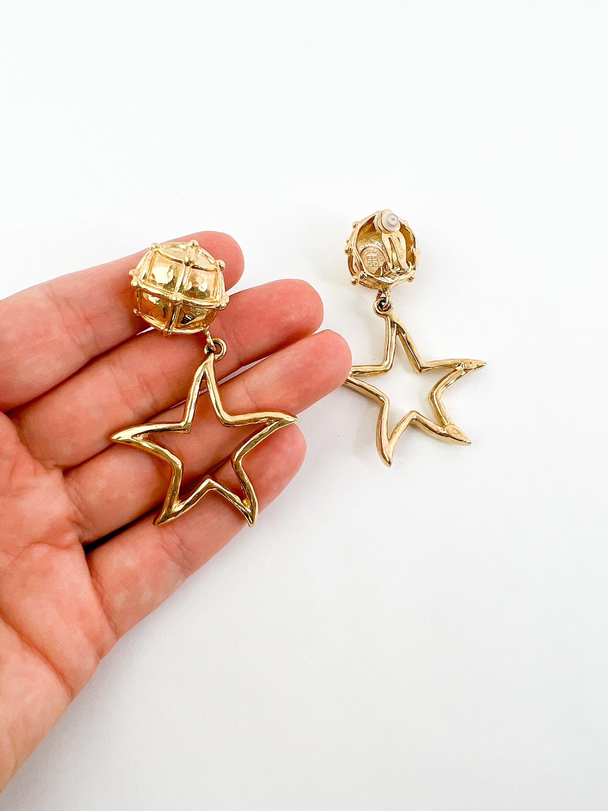Vintage Givenchy Earrings, Vintage Givenchy Star Earrings, Givenchy dangle earrings , Vintage Givenchy jewelry, Givenchy collectible