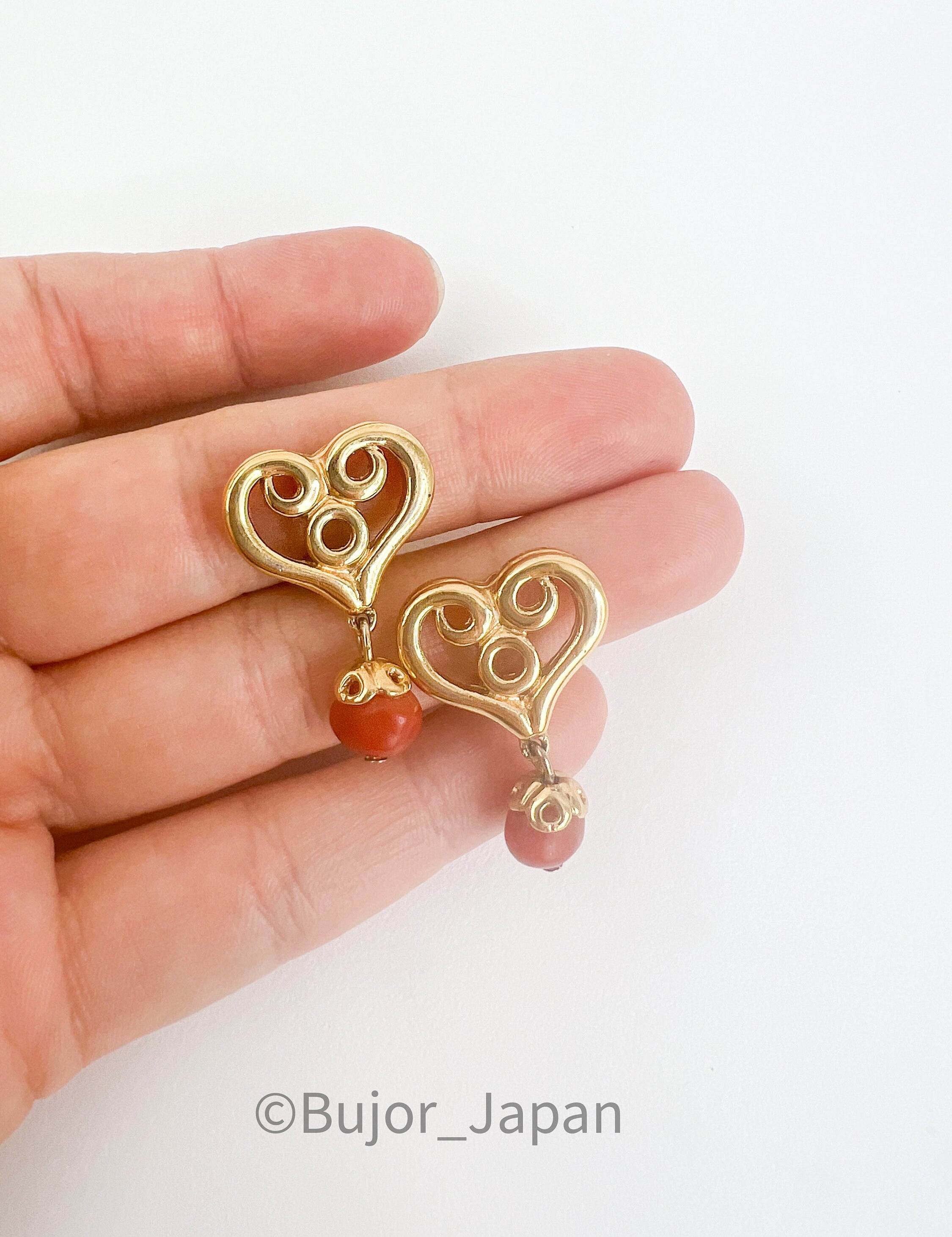 Givenchy Vintage Small Heart Charm Dangle Earrings, Gold Tone Earrings, Heart Drop Earrings, Minimalist Earrings Cute Earrings