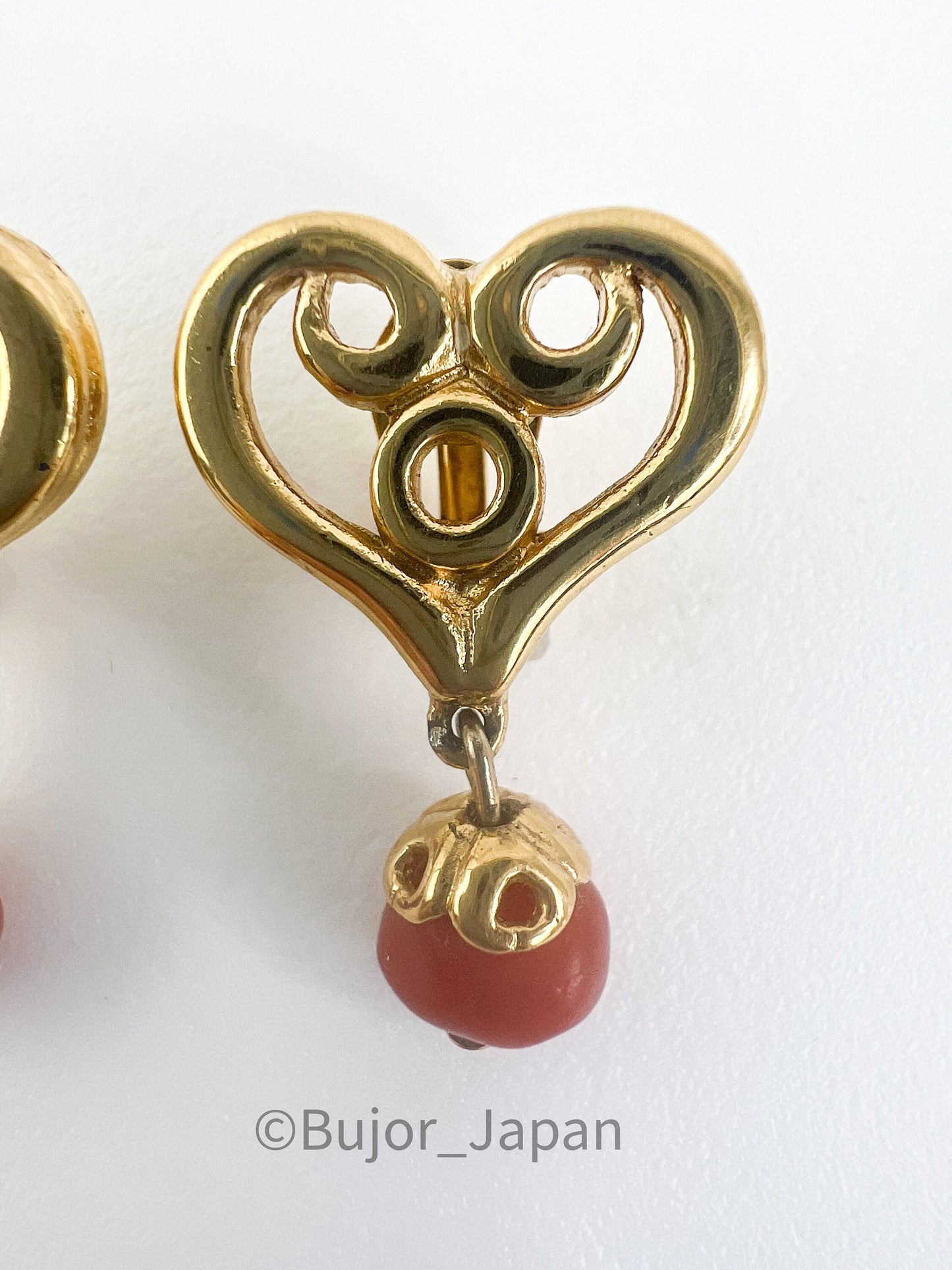 Givenchy Vintage Gold Tone Earrings Heart Charm Dangling Beads