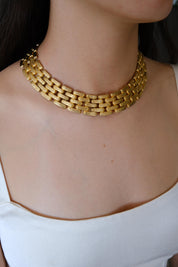 Vintage Givenchy gold plated 5 row choker necklace with articulated link design