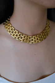 Vintage Givenchy gold plated choker necklace worn as elegant bridal jewelry
