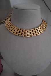 Vintage Givenchy gold plated 5 row choker necklace with articulated link design