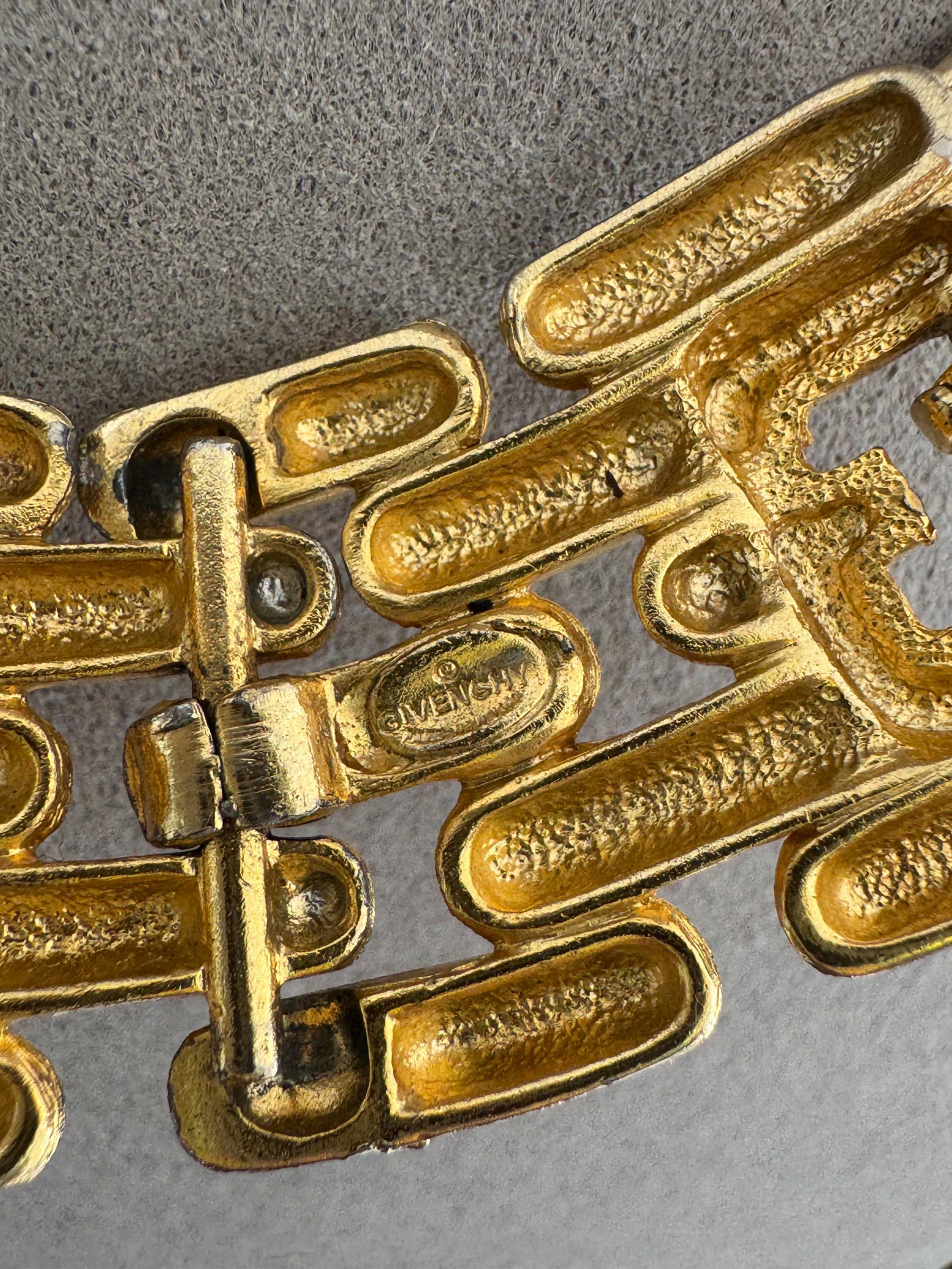 Close-up of Vintage Givenchy gold plated articulated link choker neckl