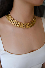 Vintage Givenchy gold plated 5 row choker necklace with articulated link design