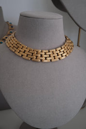 Vintage Givenchy gold plated five row choker necklace with textured finish
