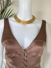 Vintage Givenchy gold plated five row choker necklace with textured finish