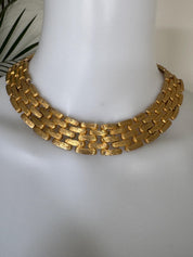 Vintage Givenchy gold plated choker necklace worn as elegant bridal jewelry