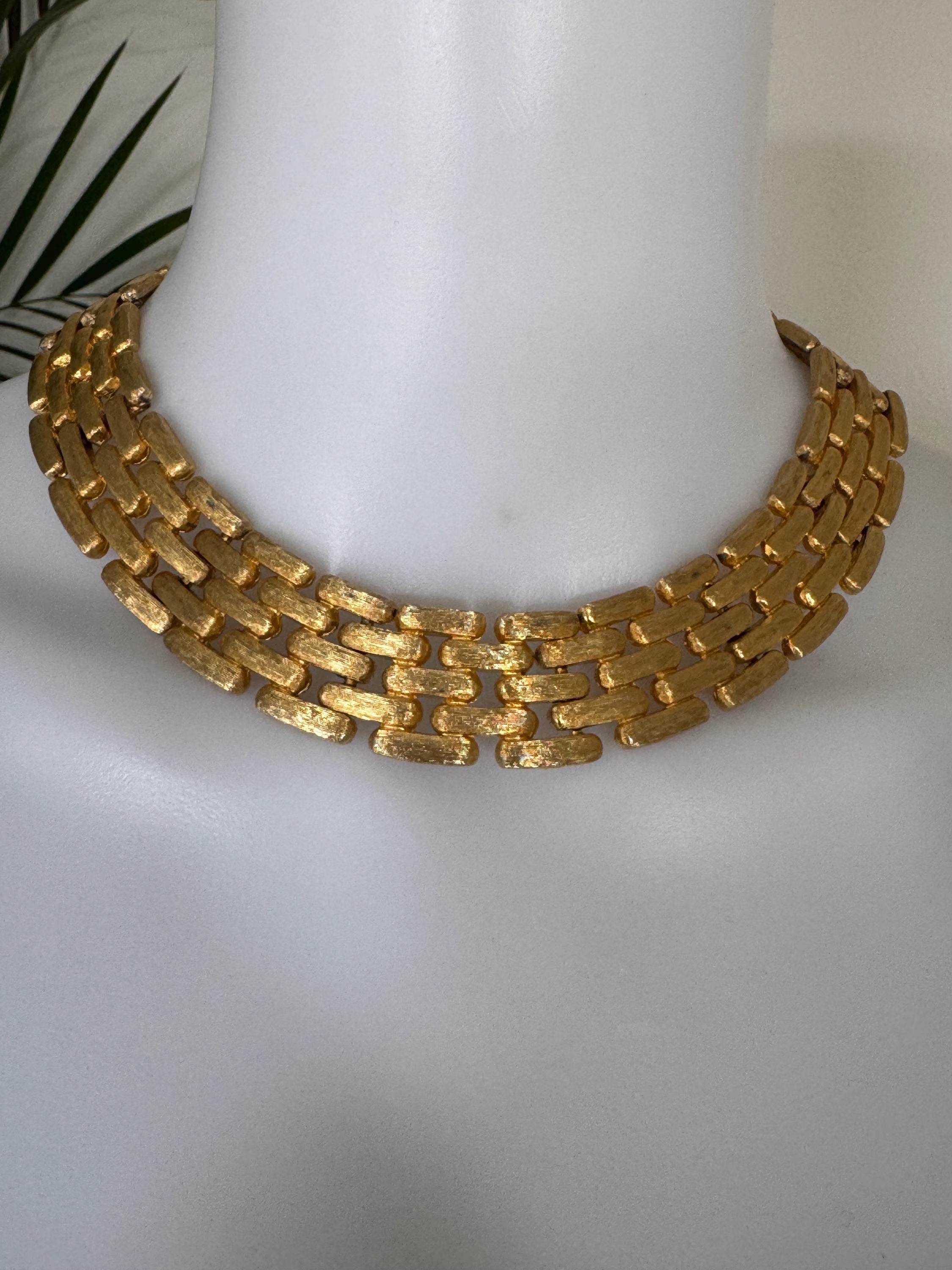 Vintage Givenchy gold plated choker necklace worn as elegant bridal jewelry