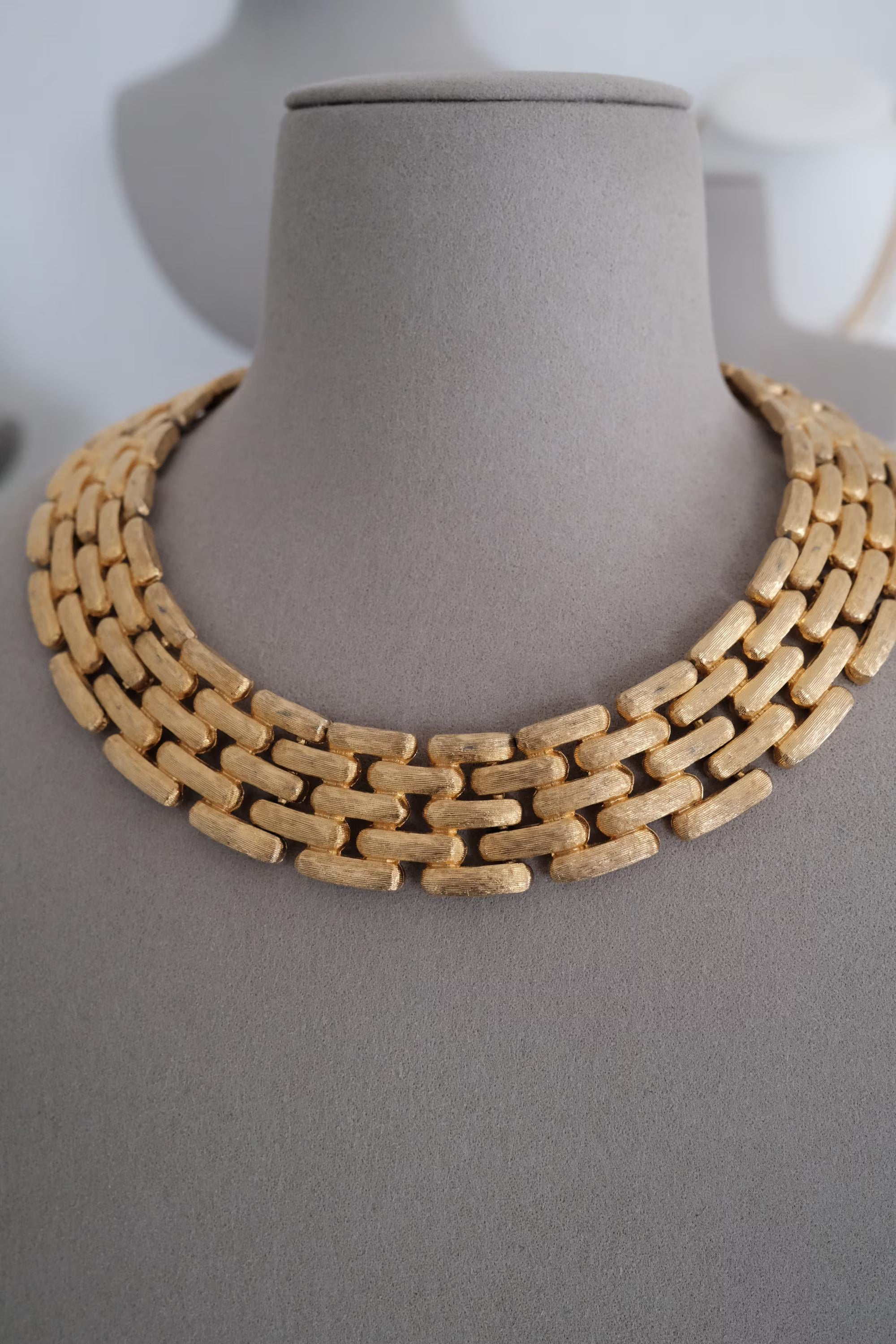 Vintage Givenchy gold plated choker necklace worn as elegant bridal jewelry