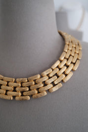 Vintage Givenchy gold plated five row choker necklace with textured finish