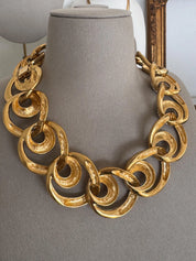 Vintage Givenchy interlocking gold ring openwork choker necklace design