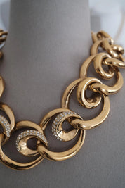 Vintage Givenchy bold statement gold plated ring link choker necklace