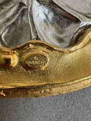 Close-up of Vintage Givenchy pastel bead gold plated choker necklace