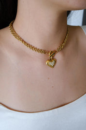 Vintage Givenchy Paris New York chunky choker necklace with heart pendant