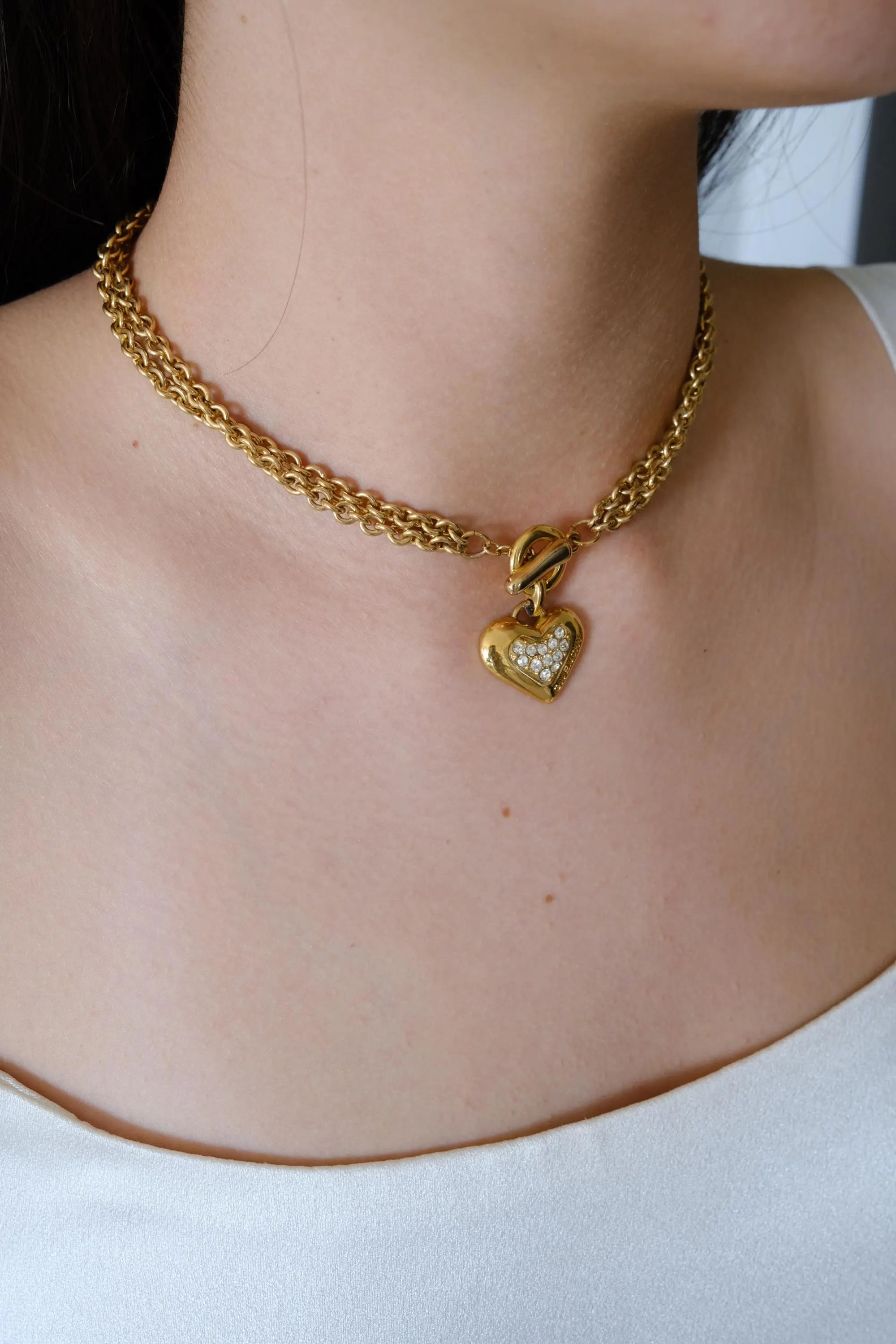 Vintage Givenchy Paris New York chunky choker necklace with heart pendant