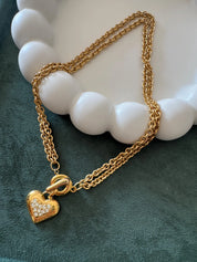 Vintage Givenchy Paris New York chunky choker necklace with bold heart pendant