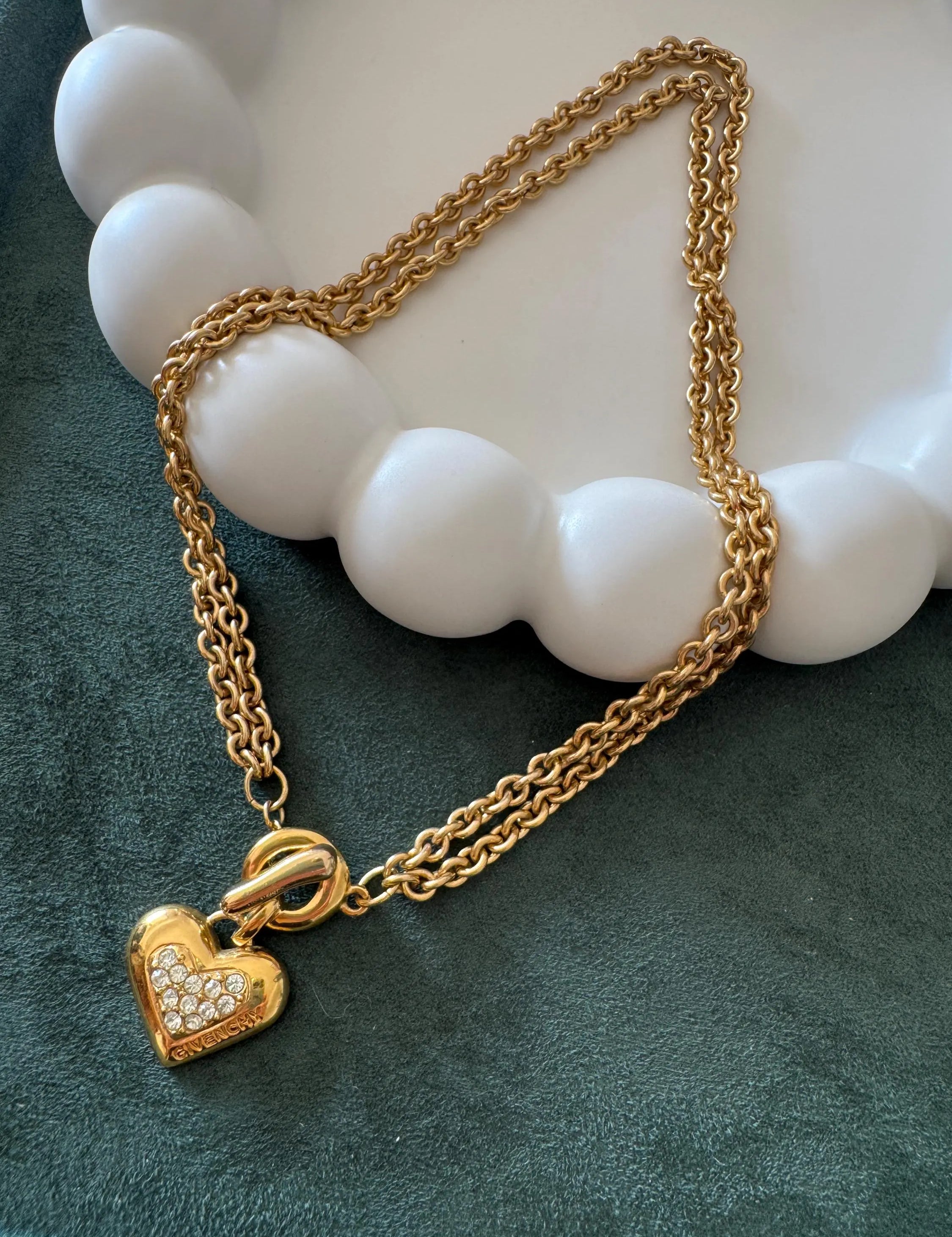 Vintage Givenchy Paris New York chunky choker necklace with bold heart pendant