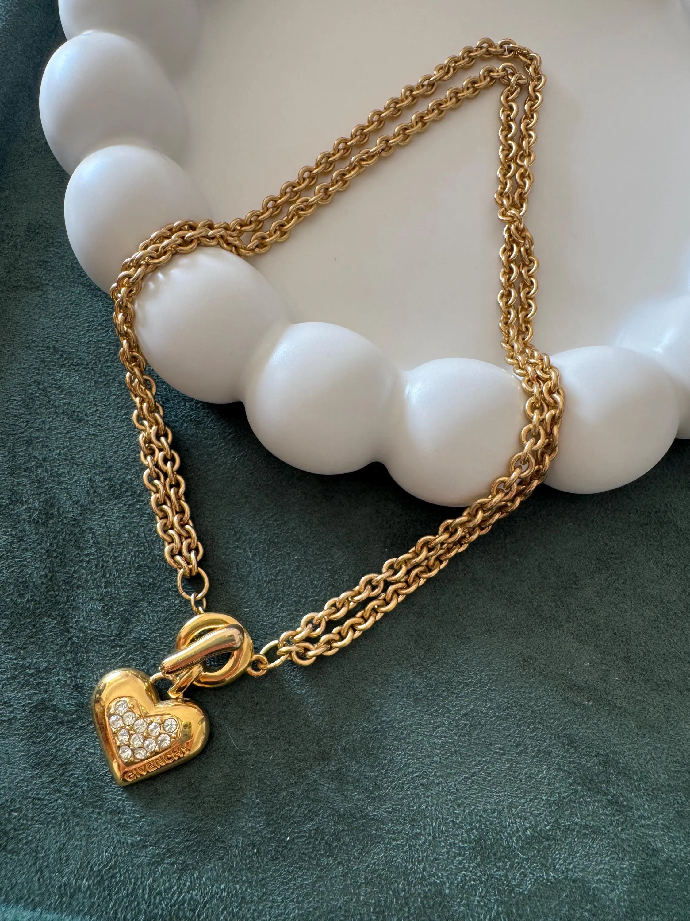 Vintage Givenchy Paris New York chunky choker necklace with bold heart pendant