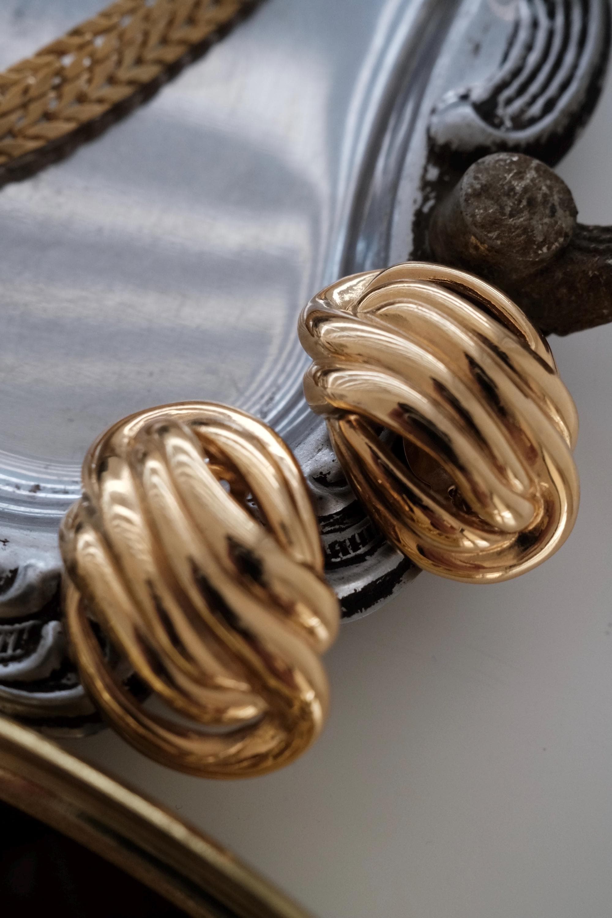 Vintage Givenchy gold tone knot openwork clip-on earrings elegant design
