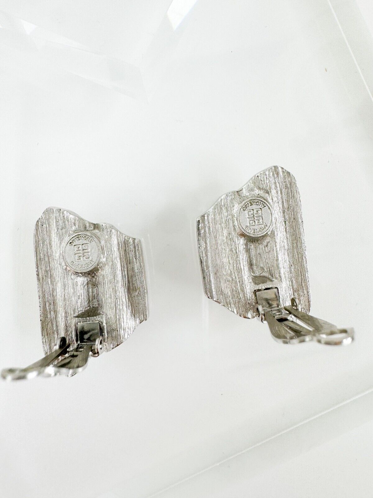 Vintage Givenchy Earrings, Givenchy Silver wave  Earrings, Clip on Earrings, fashion earrings, vintage earrings silver, Vintage Rhinestone