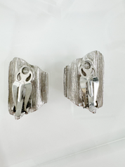 Vintage Givenchy Earrings, Givenchy Silver wave  Earrings, Clip on Earrings, fashion earrings, vintage earrings silver, Vintage Rhinestone