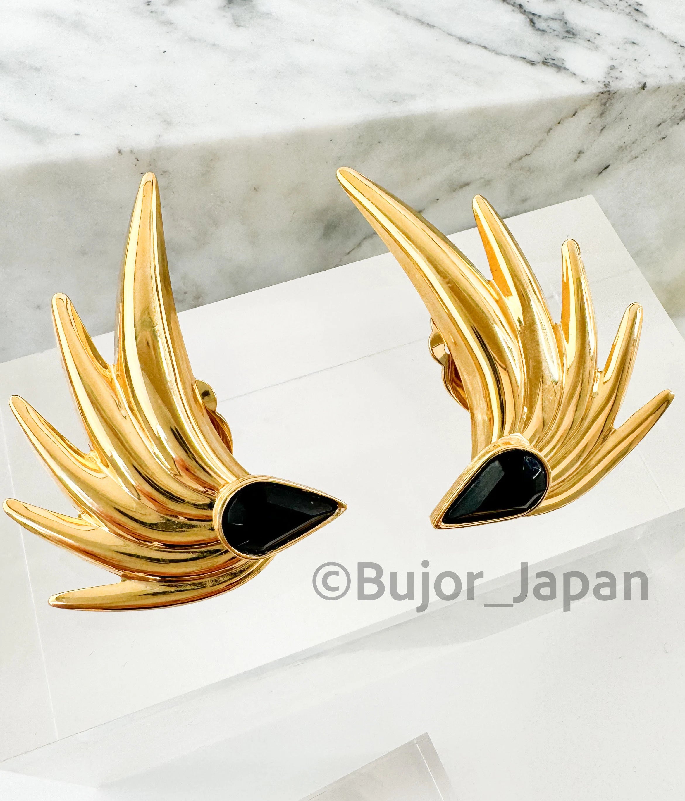 Givenchy gold wings Earrings, Vintage Earrings, 18k Bridal Jewelry, Gold earrings, Wedding Jewelry, Jewelry for Women, casual vintage