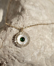 Lucky Charm Pendant Necklace Evil Eye Sterling Silver Mother of Pearl Beautiful