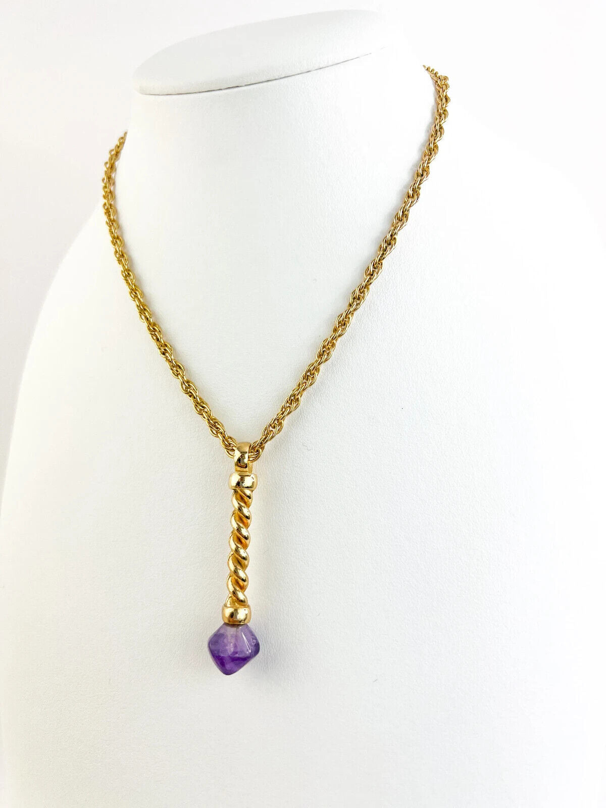 Grosse Necklace, Vintage Necklace Gold Tone Pendant Necklace, Marble Tone Purple Pendant, birthday gift, Gift for women, Jewelry for Women