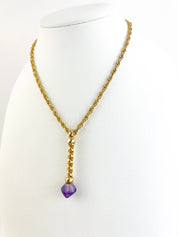 Grosse Necklace, Vintage Necklace Gold Tone Pendant Necklace, Marble Tone Purple Pendant, birthday gift, Gift for women, Jewelry for Women