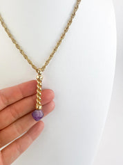 Grosse Necklace, Vintage Necklace Gold Tone Pendant Necklace, Marble Tone Purple Pendant, birthday gift, Gift for women, Jewelry for Women