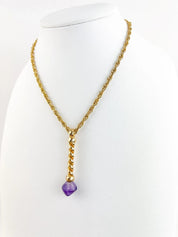 Grosse Necklace, Vintage Necklace Gold Tone Pendant Necklace, Marble Tone Purple Pendant, birthday gift, Gift for women, Jewelry for Women