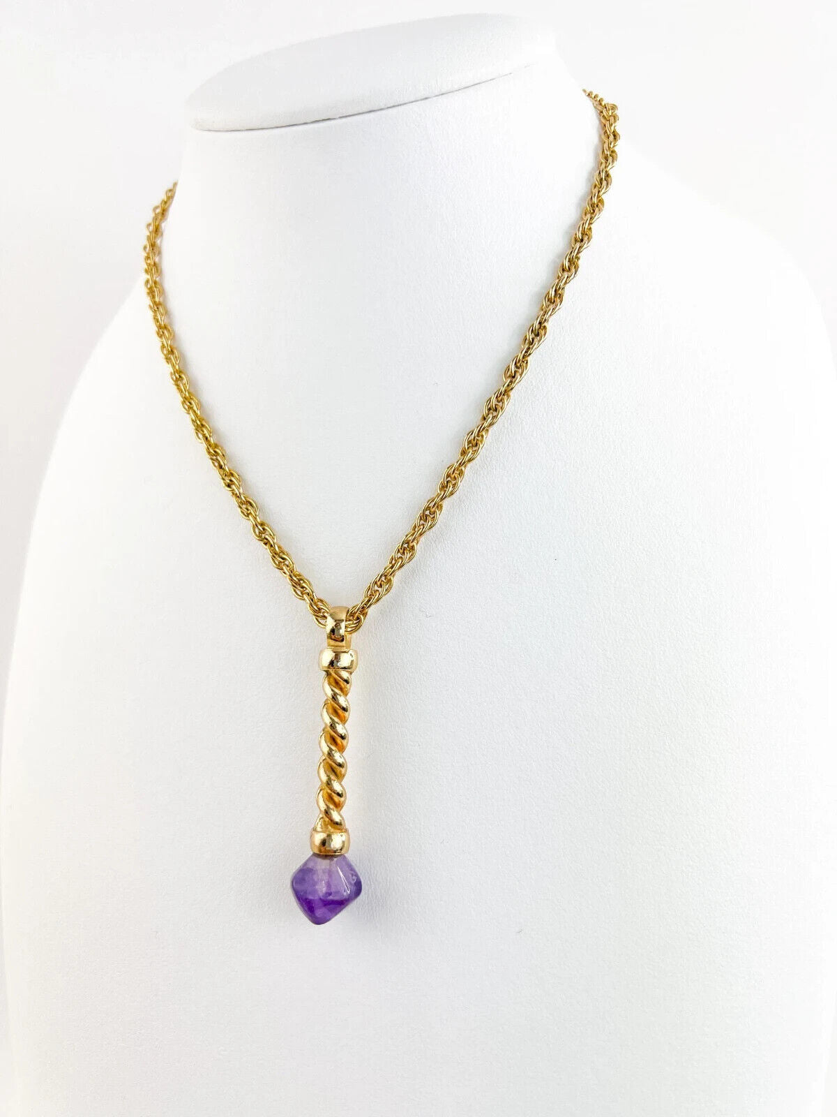Grosse Necklace, Vintage Necklace Gold Tone Pendant Necklace, Marble Tone Purple Pendant, birthday gift, Gift for women, Jewelry for Women