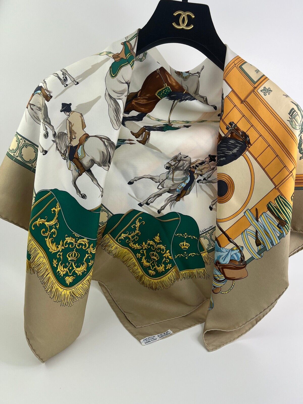 Hermes Scarf Vintage Real Escuela Andaluza Del Arte Ecuestre, Silk scarf, gift for her, Made in france scarf, Silk Scarves, Hermes Carre