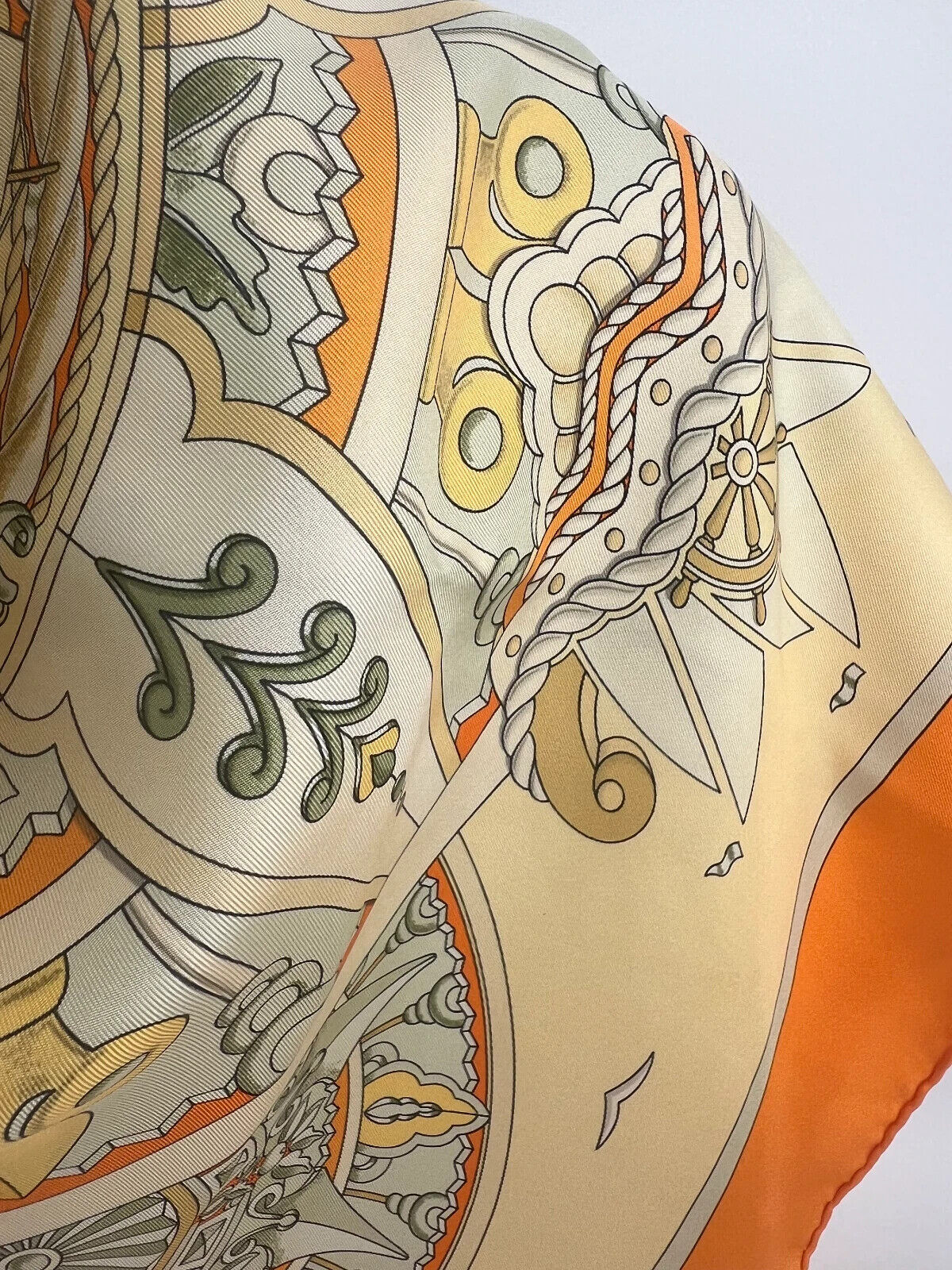 Vintage Hermes Scarf "Lair Marin" J.Metz Vintage silk scarf orange, Made in France, Silk Scarves, Accessories for Women, Gift for her