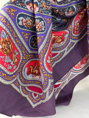 Hermes scarf vintage women, scarf, shawl, scarfs for women, vintage shawl, luxury shawl, Silk Scarf Wrap, “QALAMDAN” Made in France, Purple