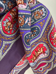 Hermes scarf vintage women, scarf, shawl, scarfs for women, vintage shawl, luxury shawl, Silk Scarf Wrap, “QALAMDAN” Made in France, Purple